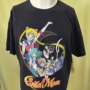 Sailor Moon Naoko Takeuchi Men's Black T Shirt Size XL Chibiusa Sailor Mercury